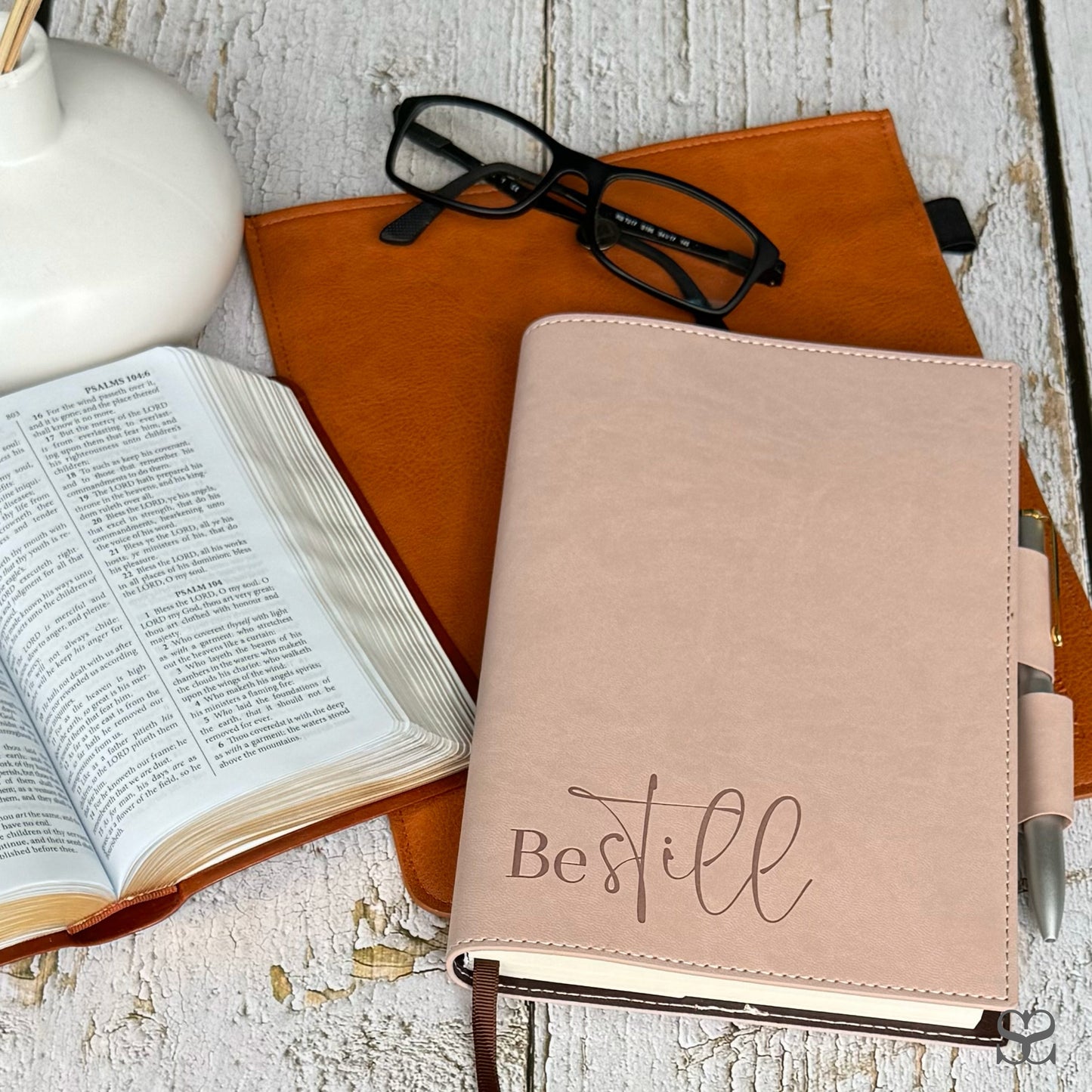 SETTINI® Refillable Christian Journal - Be Still Pink Notebook with Premium Pen, A5 Lined Paper, 8.75 x 6 inches, 256 Pages of 100gsm, Beautiful Gift Box Included
