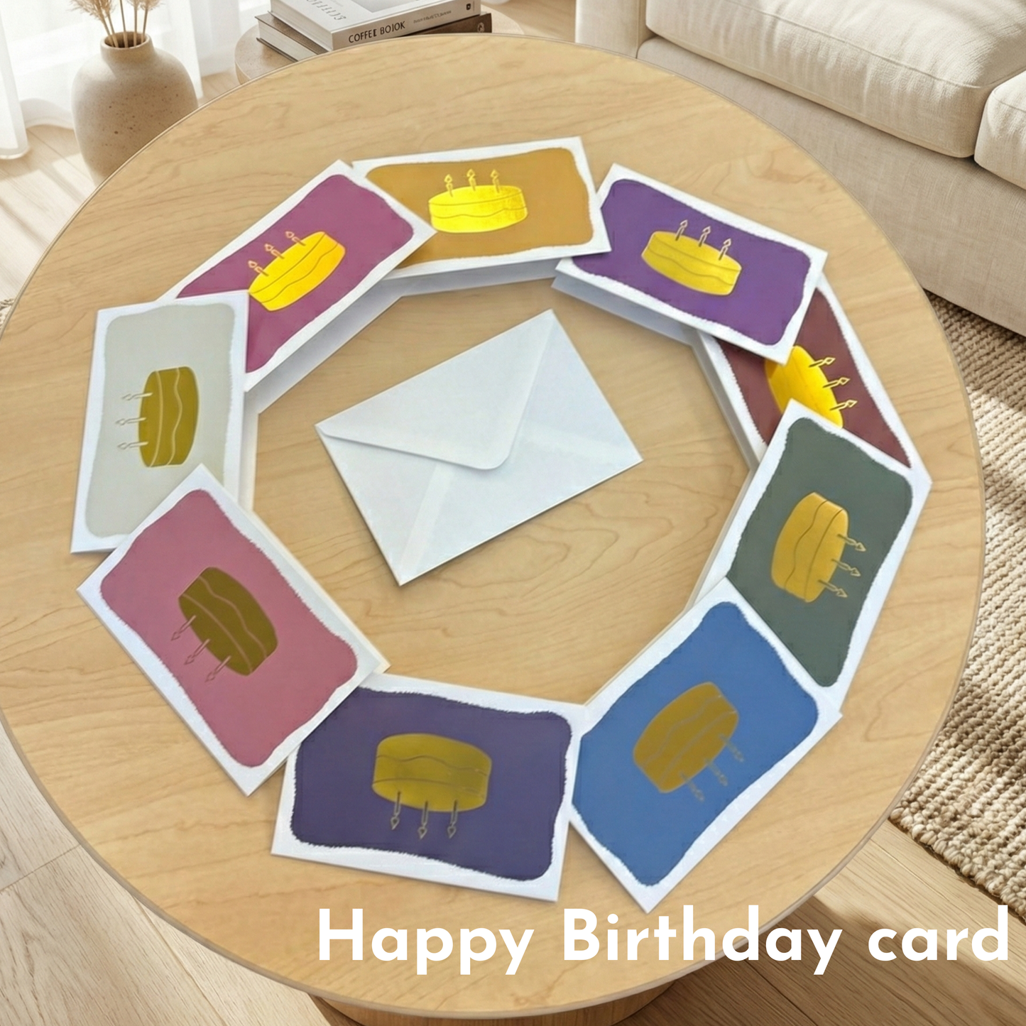 SETTINI Blank Birthday Cards With Envelopes and Gold Sealing Stickers, 18 Pack Boxed Set, 9 Assorted Gold Foil Designs, 4 x 6 in Folded Note Cards