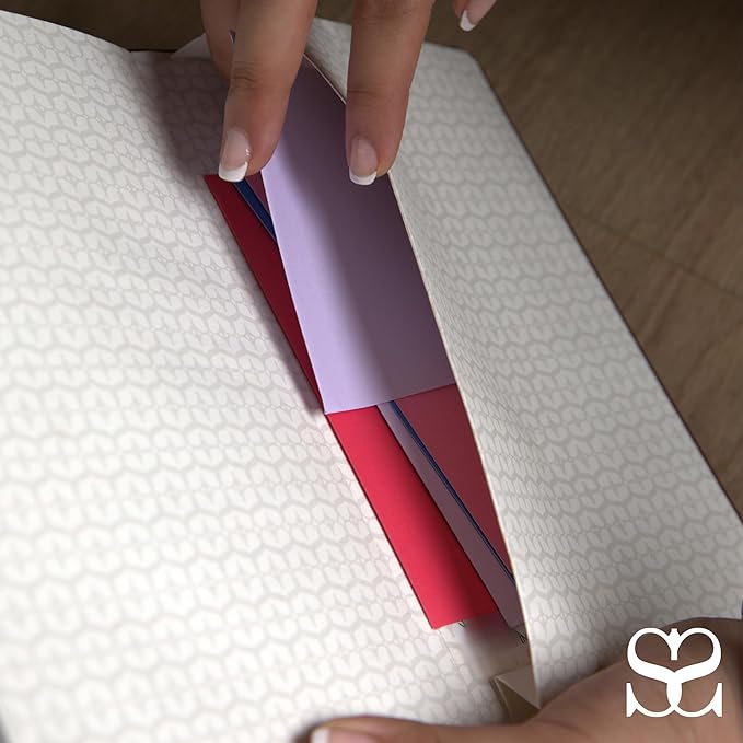 Lined Journal - A5 Vegan Leather Notebook, 192 Archival-Quality Pages, QuillEase Bleed-Free Paper, Inner Pocket & Bookmark, Ideal for Journaling - Red Heart