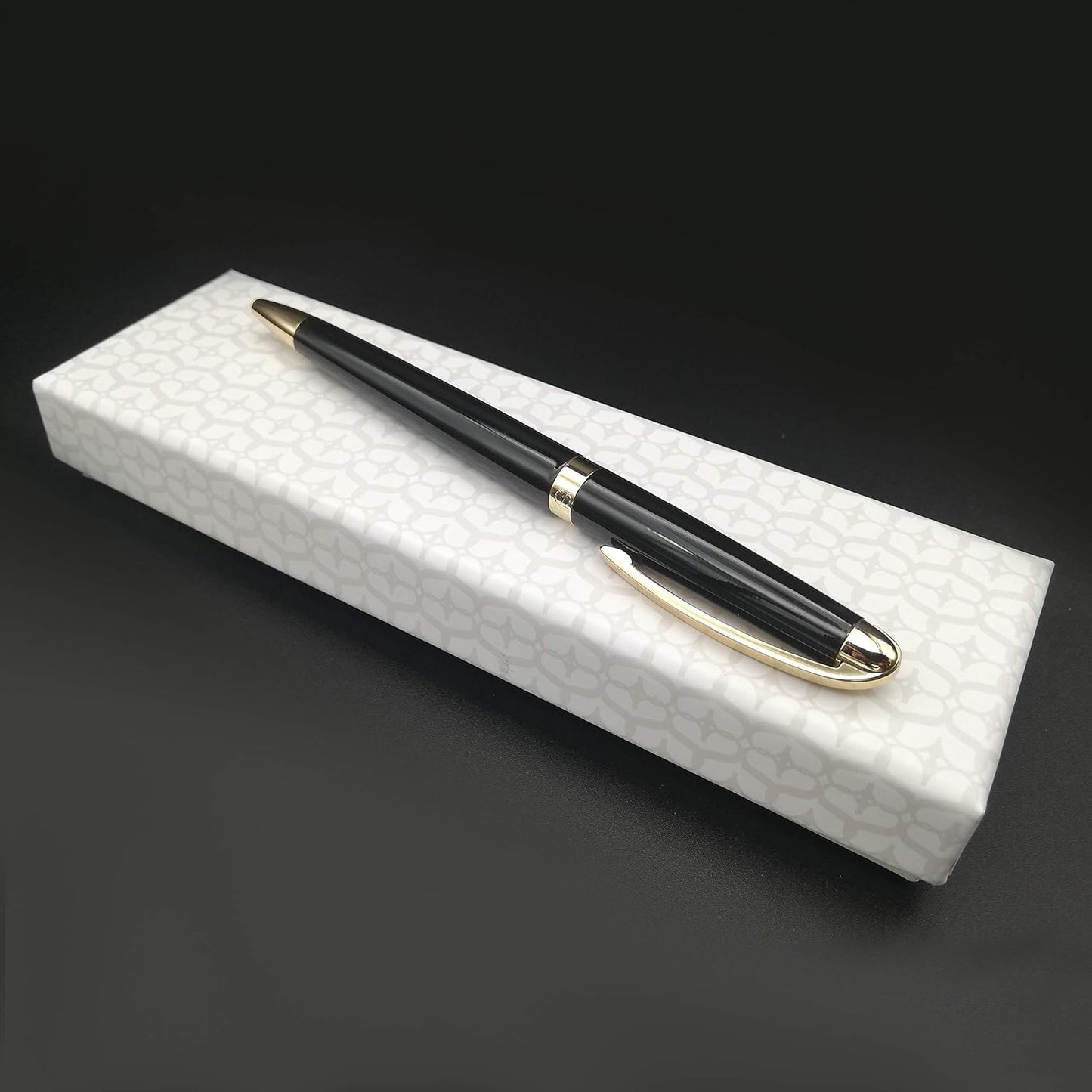 SETTINI® Milano Luxury Pen - Lacquer Black with Gold Trim Ballpoint. German Black Ink, Hinged Clip. Ideal Executive Gift. Elegant & Professional