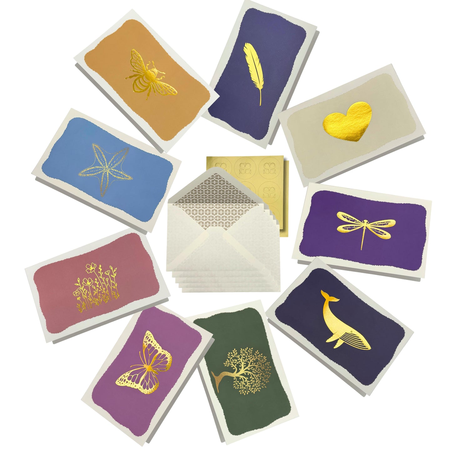 Settini Assorted Gold Note Cards – 18 Pack (4x6) with Envelopes & Sealing Stickers