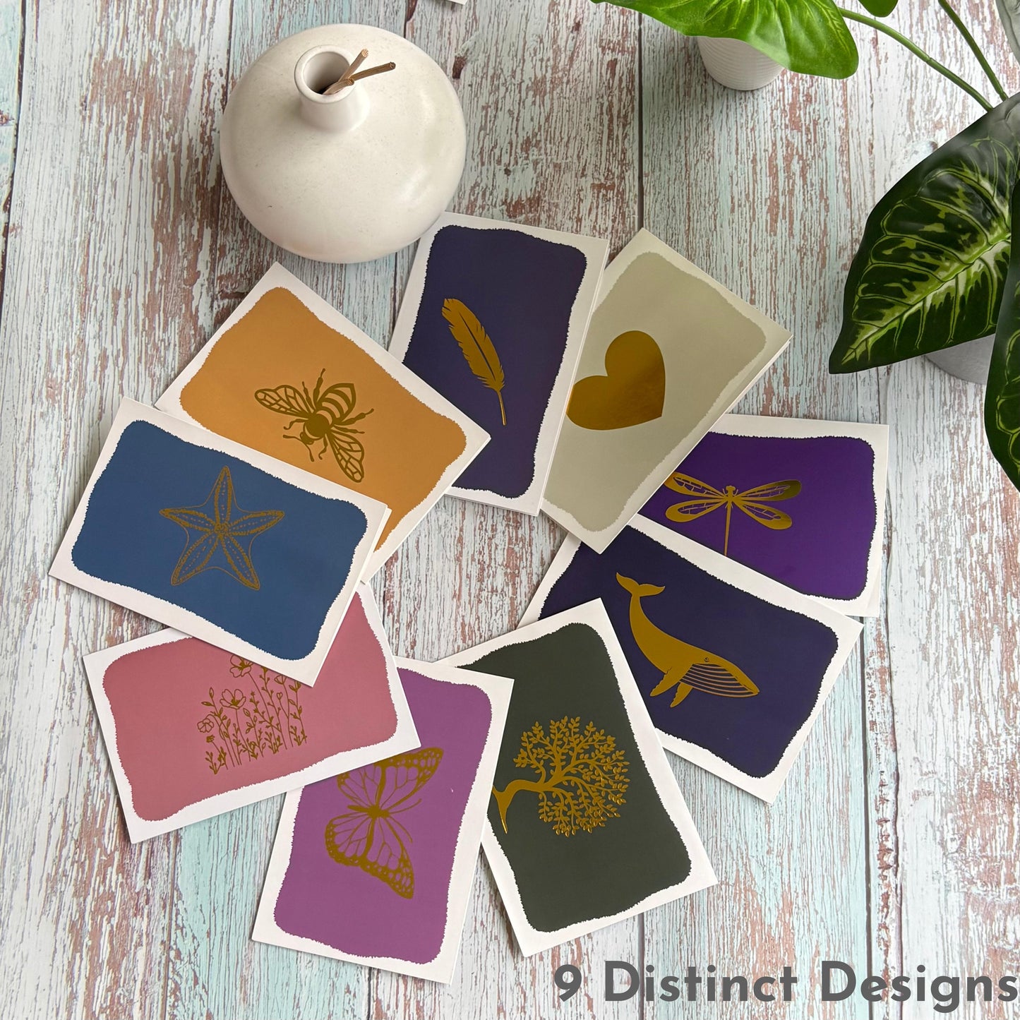 Settini Assorted Gold Note Cards – 18 Pack (4x6) with Envelopes & Sealing Stickers