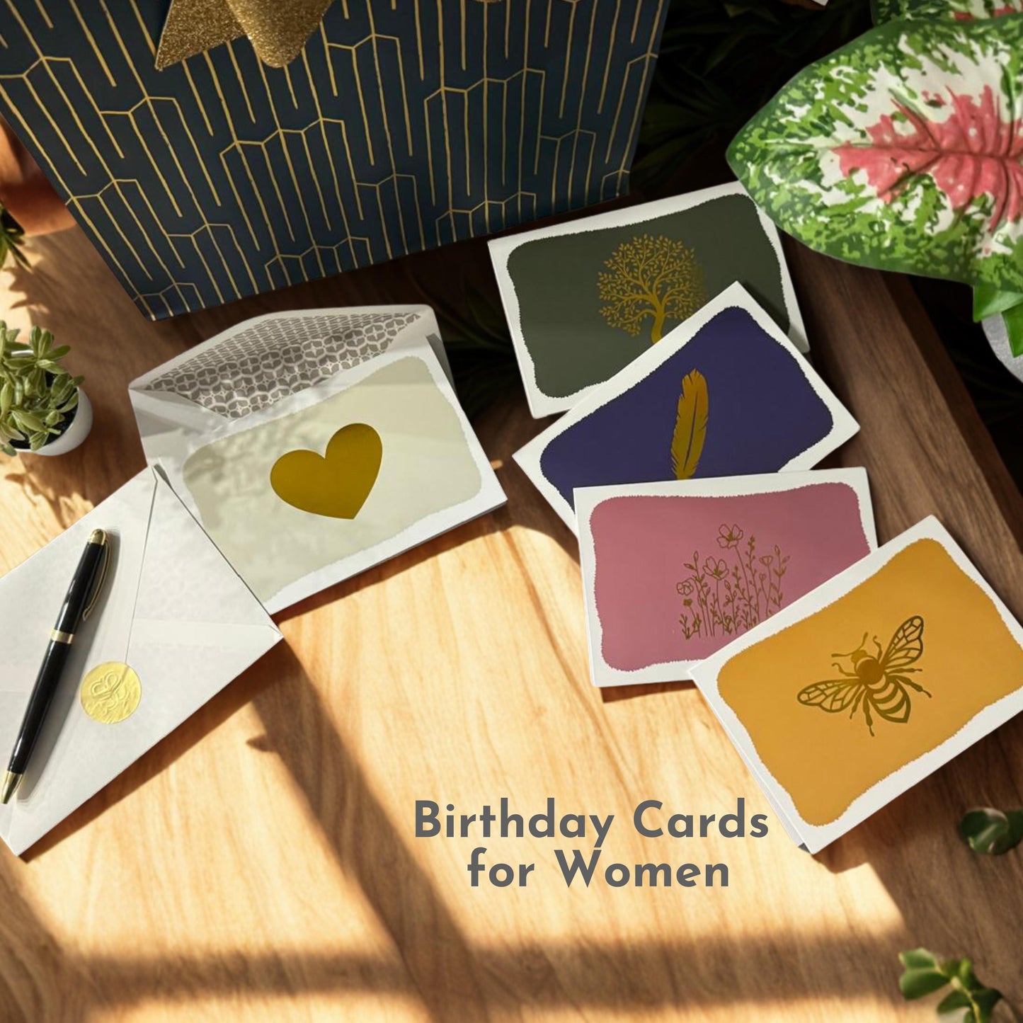 Settini Assorted Gold Note Cards – 18 Pack (4x6) with Envelopes & Sealing Stickers