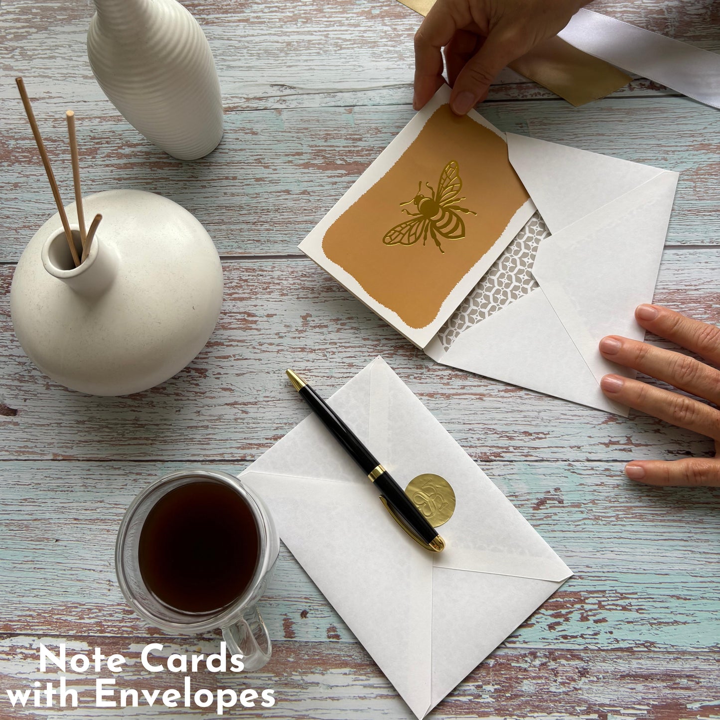 Settini Assorted Gold Note Cards – 18 Pack (4x6) with Envelopes & Sealing Stickers