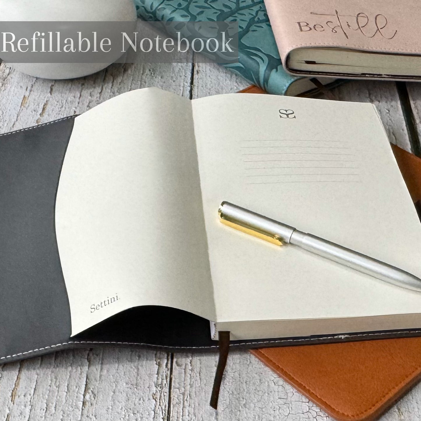 SETTINI® Dot Grid Refill Journal Notebook for Refillable Journals – Premium A5 100 gsm Sheets Ruled Notepad 8.25 x 5.5 Inches with 256 Pages and Helpful Bookmark