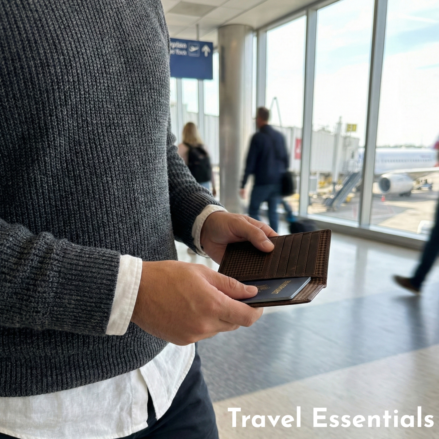 SETTINI Passport Holder for Travel – Genuine Leather RFID Blocking Wallet with Compass Design, 6 Card Slots & ID Window, Gift-Ready Box