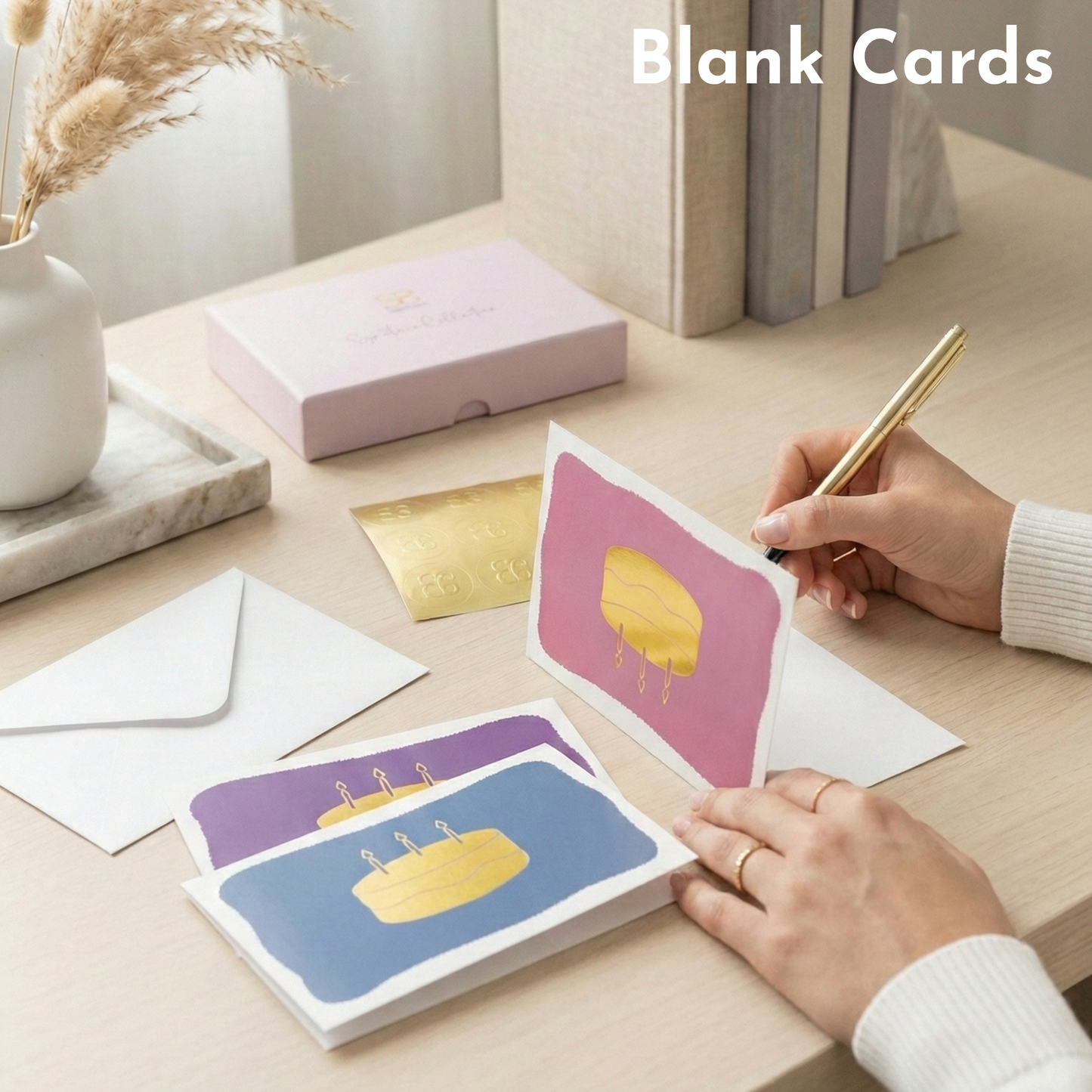 SETTINI Blank Birthday Cards With Envelopes and Gold Sealing Stickers, 18 Pack Boxed Set, 9 Assorted Gold Foil Designs, 4 x 6 in Folded Note Cards